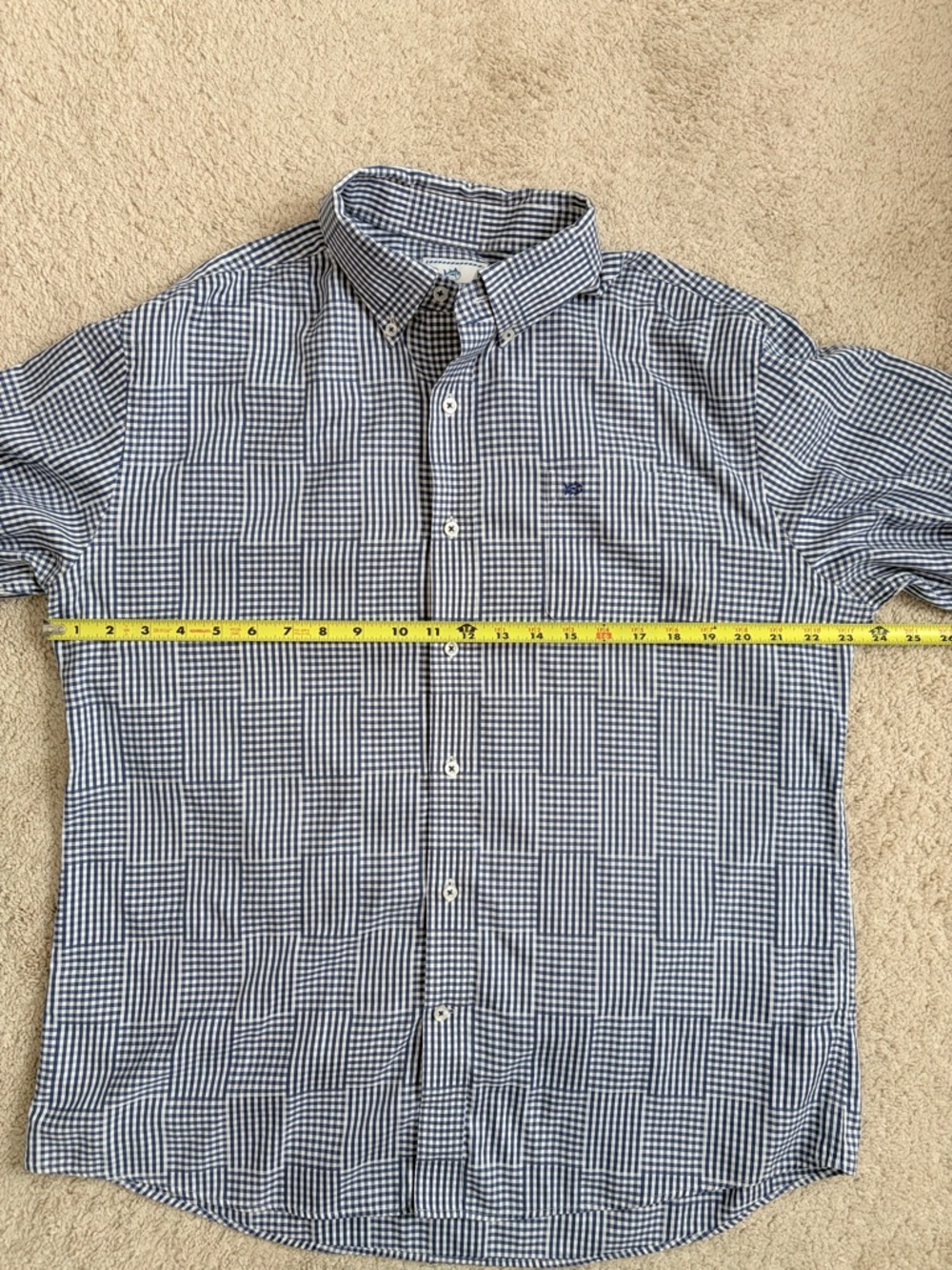 Southern Tide Shirt Men's Size XL Blue White Gingham Trim Fit Button Down - Picture 8 of 8